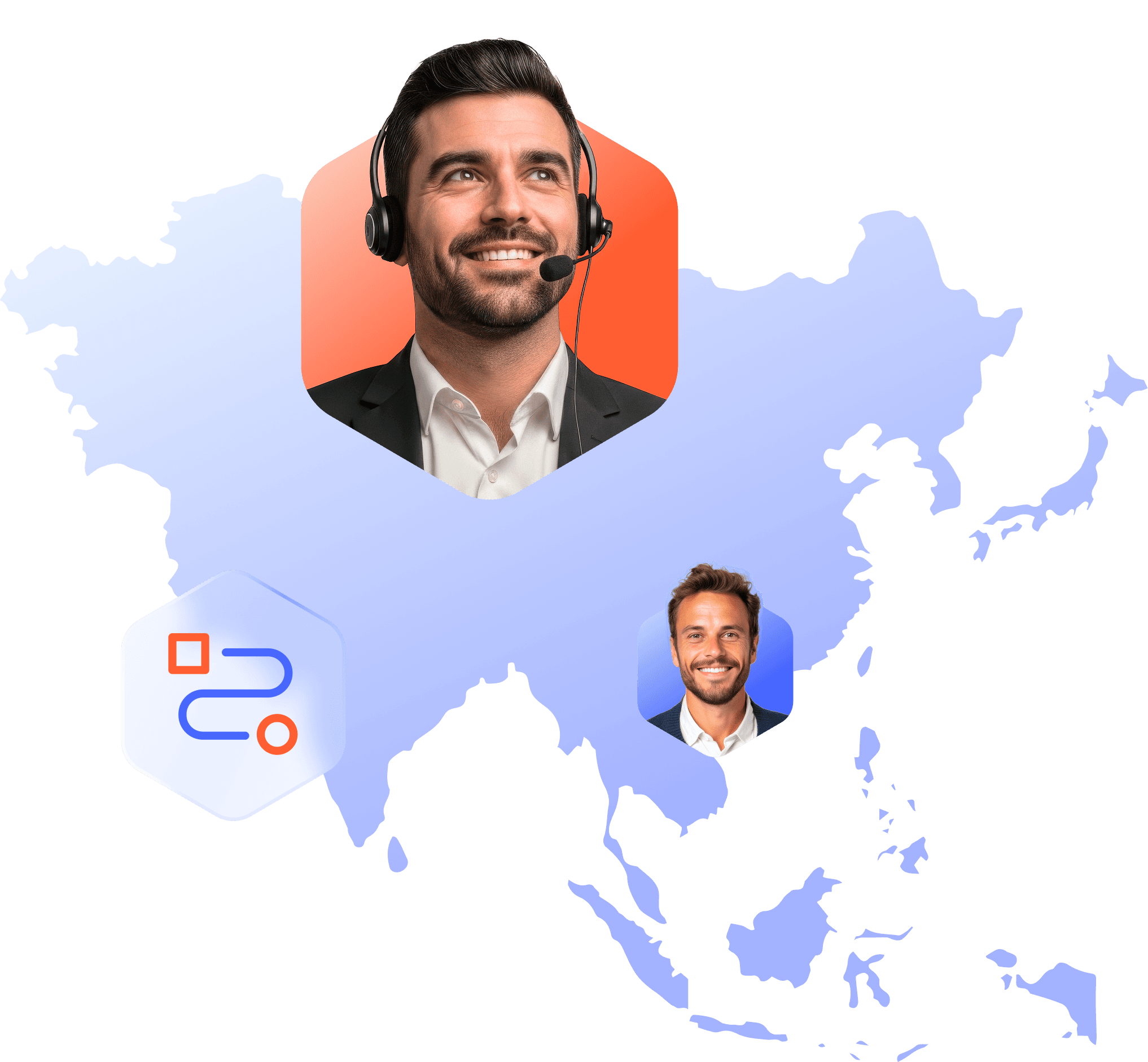 Customer support team connecting US and global partners